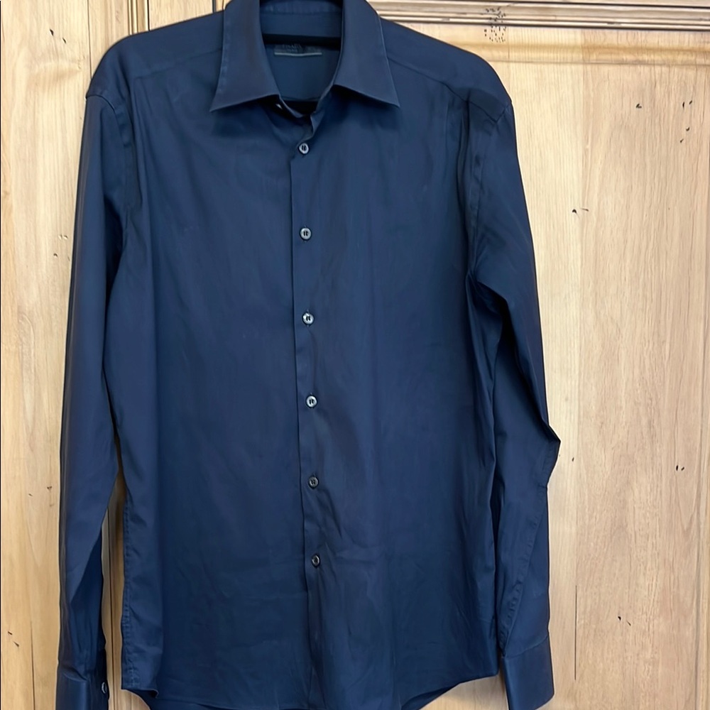 Prada Blue Dress Shirt Classic Business Style